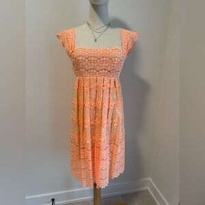 Tracy Feith Peach Lace Midi Dress
